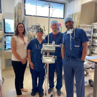 From left to right: Tanya Deans, RN, Manager, Clinical Services, Dr. Yvonne Kaethler, Anesthesiologist, Dr. Christopher Kirby, Chief of Anaesthesiology and Dr. Colin Sentongo, Chief of Staff