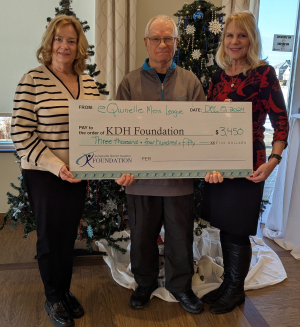 Seen here at the Dec.13 cheque presentation, (l-r) Joanne Mavis, KDH Foundation ED, Andy Csiffary, Draw Co-organizer and Margret Norenberg, KDH Foundation Chair. Absent was Draw Co-organizer Moe Potvin.