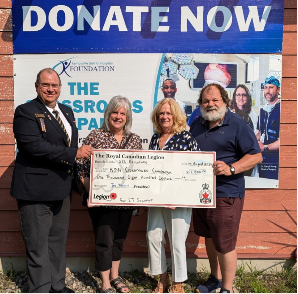 Legion Donates $1,800 from Canada Day Bingo to CT Scanner Crossroads Campaign